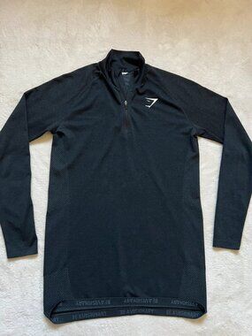 Black & Charcoal Seamless Quarter-Zip Long Sleeve Training Top Men’s S